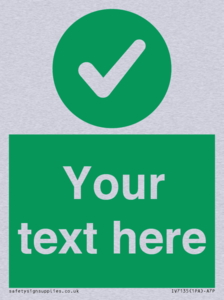 Custom green background, green circle with tick